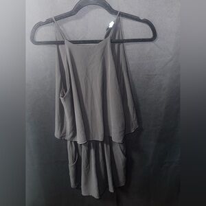 Tyche Black Sleeveless Layered Romper with Pockets